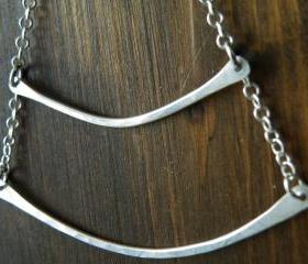 Smile Necklace Fine Silver Bars Sterling silver Chain Minimalist Modern Jewelry by Steamylab