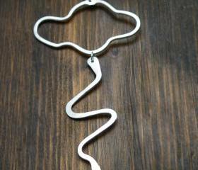 Lightning Cloud Necklace Fine Silver Charms Sterling Silver Chain Minimalist Jewelry by SteamyLab