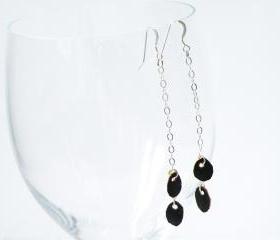 Boho Sterling Silver Drop Earrings Brown Recycled Leather Long Earrings Glamour Accessories by SteamyLab